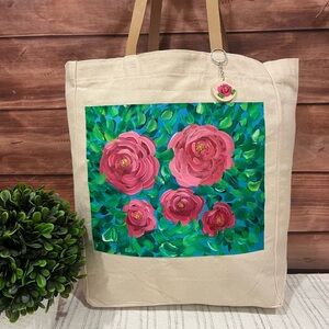 Hand painted roses tote